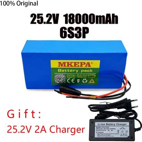 6s3p 24V 18Ah 18650 Battery Lithium Battery 25.2v 18000mAh Electric Bicycle Moped /Electric/Li ion Battery Pack with charger