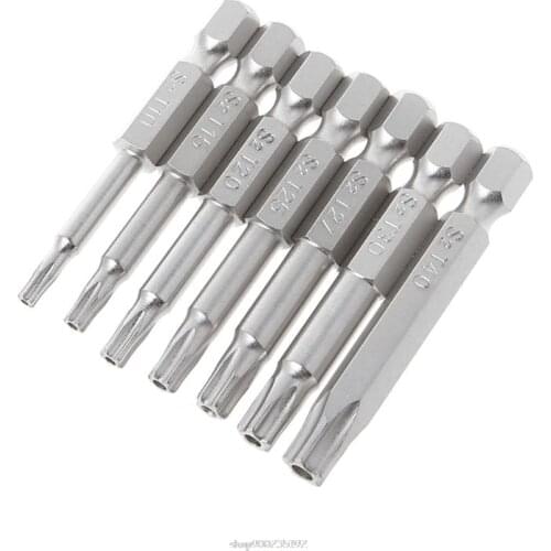 7Pcs Star Drill Bits Screwdriver Magnetic Shank Hand Tools Five-pointed Star Bore T10-T40 N12 20 Dropship