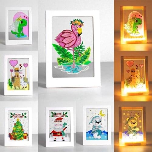 Diamond Painting Photo Frame LED Lamp Light 5D Diamond Embroidery Rhinestones DIY Christmas Gift Framed decorative painting gift