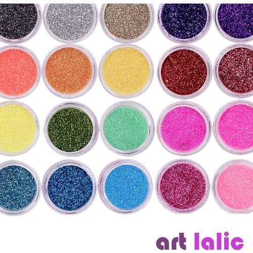 Artlalic 18 Colorful Mix Nail Art Glitter Dust Powder Fine For UV Gel Acrylic Powder DIY Decoration Tips Transfer Tools