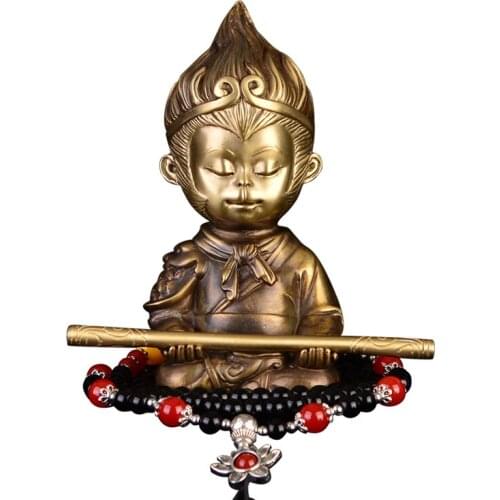 Car Decoration Car Accessories High-End Creative Atmosphere Copper Sun Wukong Qi Tian Da Sheng Car Supplies Home Decoration