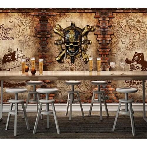 Beibehang Custom wallpaper 3d murals Europe and the United States retro pirate ship bar cafe background wall paper papier peint