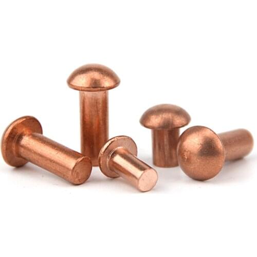 FREE SHIPPING! 100PCS/LOT M2*3/M2*4/M2*5/M2*6/M2*8/M2*10MM Round Head Solid Copper Rivets Fastener