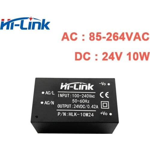 Free ship 5pcs/lot 85-264v to 24v 416mA HLK-10M24 ac dc converter module with CE/ROHS certification
