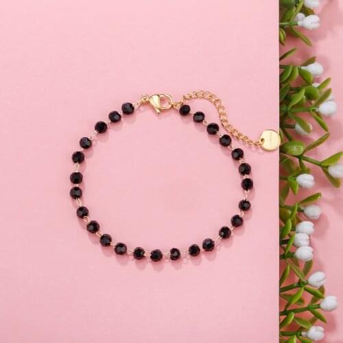 Stainless Steel Bracelet Gold Color Chain Black Beads Fashion Jewelry Simple Generous New 2021Trendy