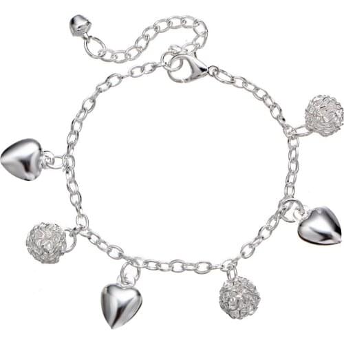 12 Pieces/Lot Ankle Bracelet Silver Color Heart Hollow Ball Pendants Anklets Women Beach Sandals Jewelry Anklet Chain On Foot
