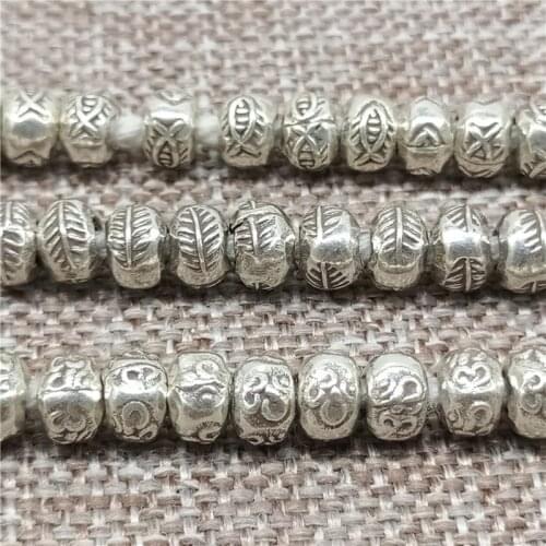 Karen Hill Tribe Silver Fish Om Leaf Beads Spacers for Bracelet Necklace