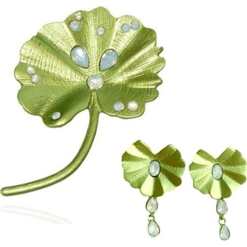 CSxjd 2019 New Vintage Plant Jewelry Green leaf brooch scarf buckle accessory