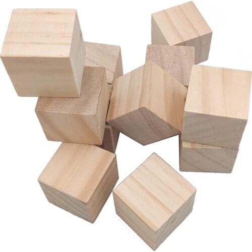 50pcs 10mm 0.4inch Wood Cubes, Natural Unfinished Craft Wood Blocks DIY Baby Shower/Stamp Block