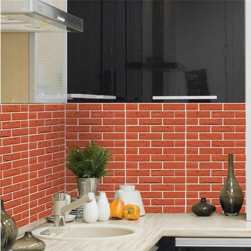 House Decoration 3D PVC Wall Stickers Paper Brick Stone Wallpaper DIY Rustic Effect Self adhesive Home Decor Sticker Living Room