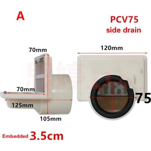 1pc Stainless Steel Same Floor Side Wall Type Dual-purpose Floor Drain PVC56/75/50/40 Tube Balcony Wall Corner