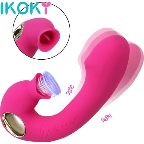 IKOKY Dildo Vibrator Vagina Clitoris Stimulator Oral Sex Female Masturbator Sex Toys for Women Tongue Licking G-spot Massager