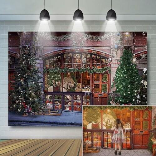 Toy Shop Real Scene Backdrop Christmas Photography Banner Kids Baby Photocall Horse Bear Animals Trees Decor Child Photostudio