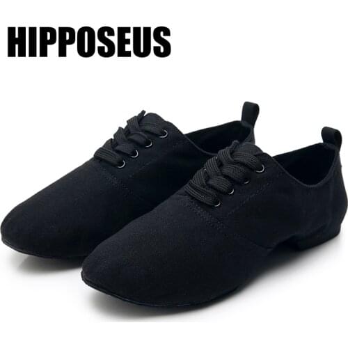 Hipposeus Jazz Dance Shoes Canvas Size EU34-45 Women Girls Ballroom Modern Tango Performance Practise Dancing shoes Wholesale