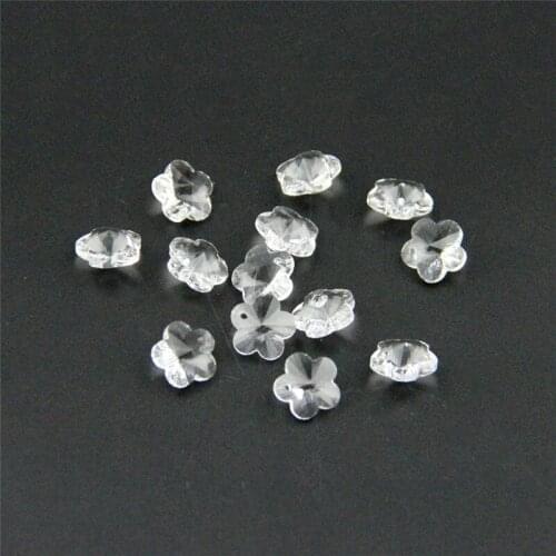 Crystal Parts 100pcs Clear 1 Hole Crystal Plum Flower Beads For Chandelier Lighting Prism Decoration Trimming Glass Drop Pendant