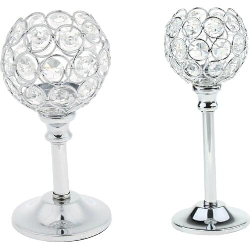 2x Wedding Party Crystal Candelabra Candleholder Tea Light Tealight Holder Table Top Centerpiece Dining Decoration