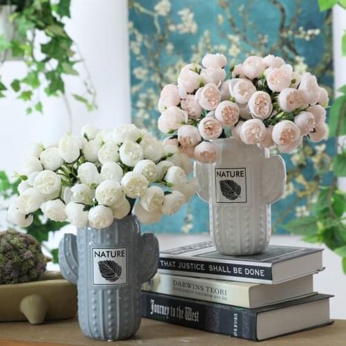Artificial Silk Flower 27 Heads Bouquet Tea Rose DIY Home Garden Decoration Fake Flower Wedding Bride Holding Floral Bouquet
