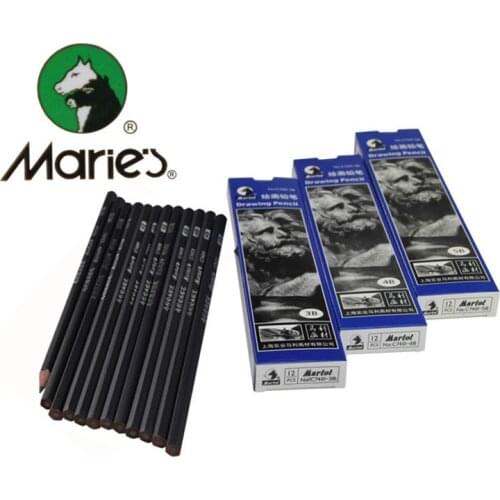 Maries drawing pencils professional quality 6 pencils/lot 2H/HB/2B/3B/4B/5B/6B/7B/8B/10B/12B(super dark)/14B honed art supplies
