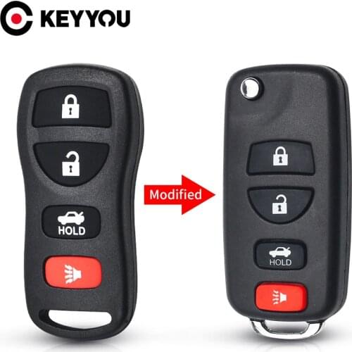 KEYYOU Modified Flip 3/4 Buttons Remote Car Key Shell For NISSAN Pathfinder Titan Versa Maxima Frontier Xterra Murano INFINITI