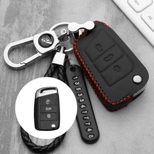 Leather car key case cover for Volkswagen for vw new Passat 2018 2019 car styling Fold key
