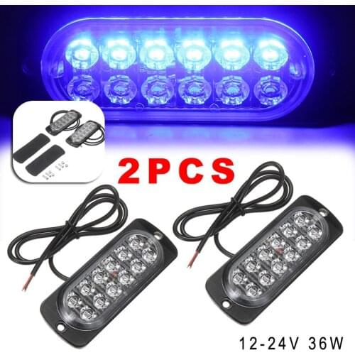 MAYITR 2pcs High Quality 12 LED Car Truck Emergency Flashing Lamp Waterproof Durable 18 Mode Strobe Lights