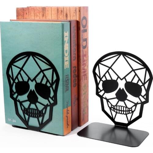 Metal Hollow out Skull Skeleton Bookends Book Stand Bookshelf Creative Book Stand Children Bookcases Birthday Gift