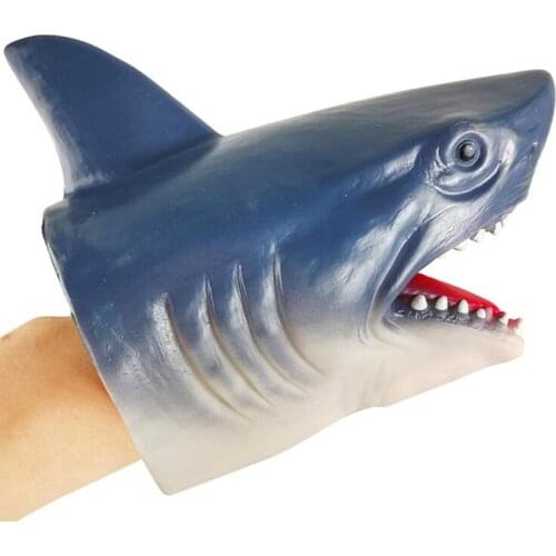 Shark Hand Puppet Toys Rubber Realistic Tecesy Shark Puppets Role Play Toy 6 pcs Dinosaur Eggs Molds Set Kids Birthday Gift