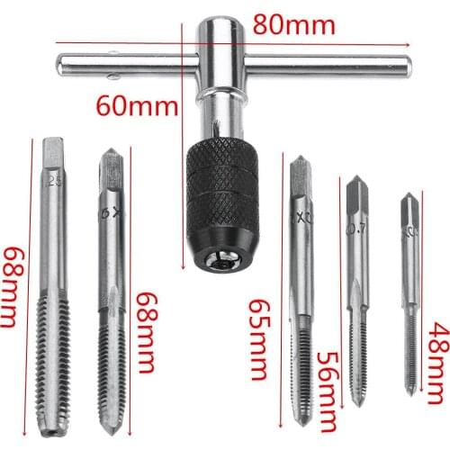 Tapping 6PCS/Set Tap Drill M3-M8 Tap Holder Hand Tool Metric Ratchet Tap Wrench