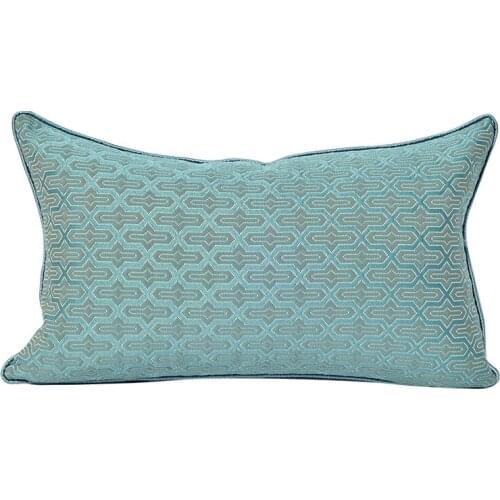 DUNXDECO Cushion Cover Decorative Waist Pillow Case Luxury Simple Blue Green Color Chinese Geometric Sofa Chair Bedding Coussin