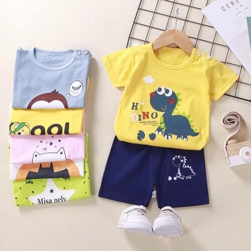 New Baby Boy Clothes Outfit Short Sleeve Suit Cotton Girls Boys Summer Clothes Toddler Sets Children Kids T-shirt For 2-8 Year