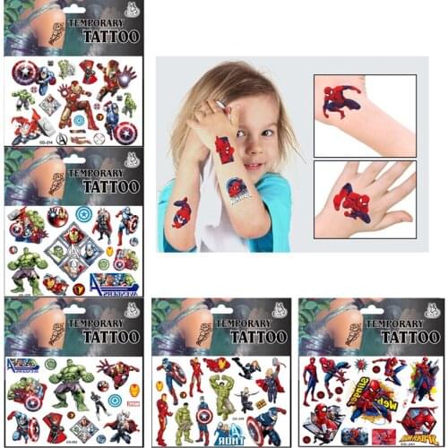 New Disney Children Cartoon Spiderman Tattoo Stickers Water Transfer Stickers Kindergarten Fashion Cute Stickers Free Shipping
