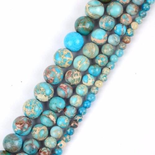 Wholesale 4 6 8 10mm Natural Stone Beads Lake Blue Sea Sediment Jaspers Round Beads For Jewelry Making Diy Bracelet Necklace