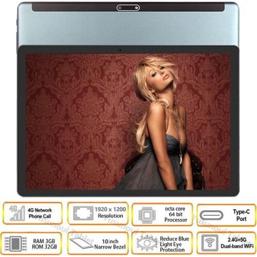 2020 Octa Core 10 Inch Tablet PC Real Ram 3GB Rom 64GB 8.0MP 5000mAh 1920*1200 IPS Tempered Glass 2.5D Android 9.0 Tablets 10.1