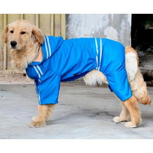Solid Color Reflective Material Dog Raincoat Clothing For Big Dogs Waterproof Polyester 3XL 4XL 5XL 6XL 7XL Big Size