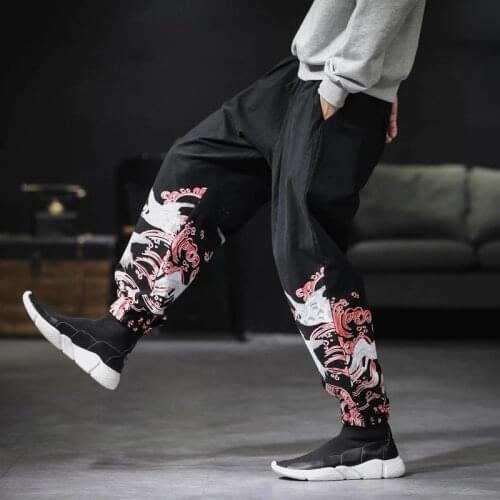 Chinese Style Casual Men Harem Pants Men Jogger Pants Men Fitness Trousers Male Chinese Traditional Harajuku Kimono Pants KK3329