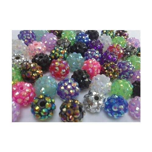 Mixed Color 10MM Resin Rhinestone Beads,Ball Chunky Beads for Necklace DIY Basketball Wives Jewelry hry34s