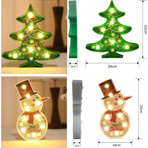 DIY Christmas Decoration Diamond Painting LED Night Light Christmas Tree Snowman Daimond Painting DIY Craft Stitch Set lamp