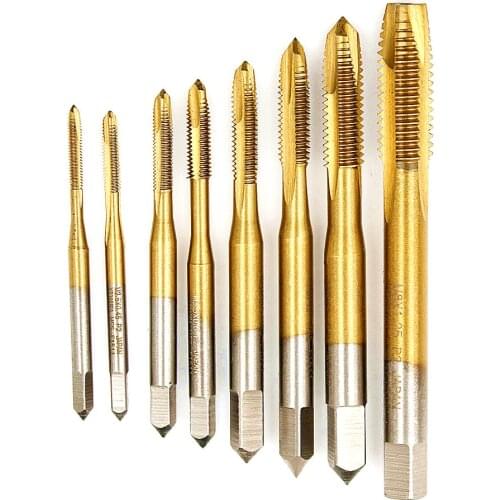 Hand Tap Drill Bits Screw Spiral Point Thread Metalworking Hex Shank Machine Taps Kit