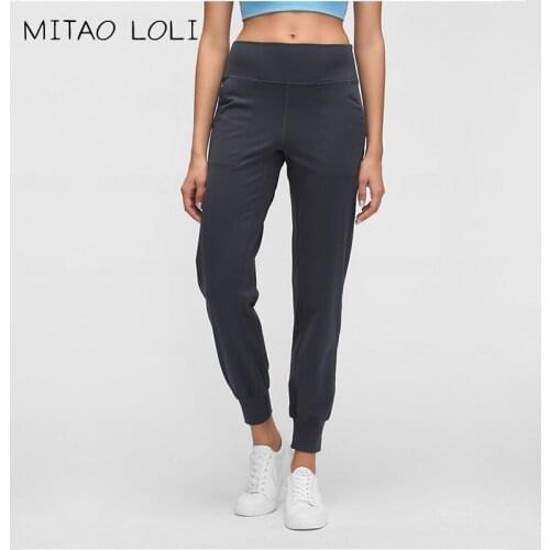 MITAO LOLI High Waist Squatproof Fitness Joggers Yoga Pants Women Stretchy Running Workout Sport Trousers with Two Side Pocket