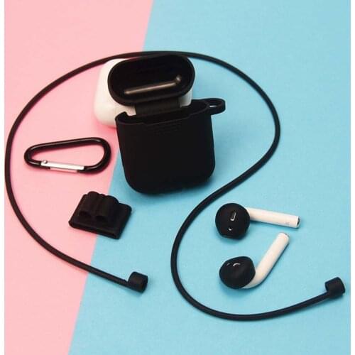 Silicone Case for Airpods Case Cover 5 in 1 Watch Band Holder Anti-lost Strap Ear Tips Carabiner for Airpods Protector Covers