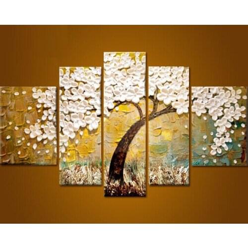 Modern fashion abstract oil painting on canvas white flower tree paintings NO frame