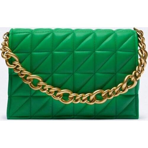 Soft Pu Leather Chain Shoulder Bag Fashion Brand Design Casual Womens Wallet and Handbag Green Clutch Handbag High Quality