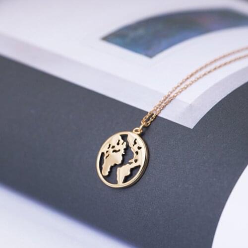 Vintage Women Geometric Necklace World Map Necklace Round Circle Necklaces & Pendants Choker Jewelry Gifts Wholesale
