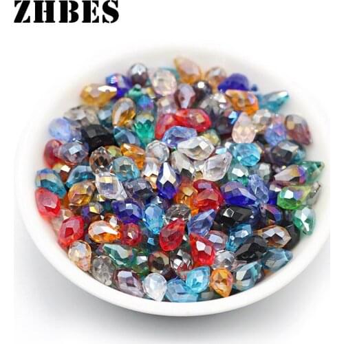 ZHBES 5x8mm 50pcs AB Color Waterdrop Shape Austrian Crystal Spacer Loose Beads For DIY Jewelry Making Bracelet Accessories