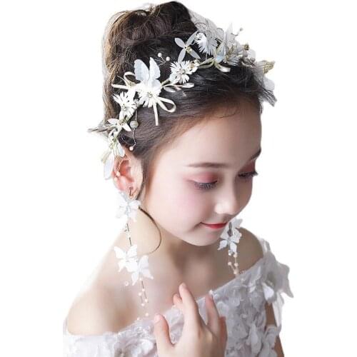Pearls Hairpin Childrens Flower Head Ornaments Girls Garland Flower Headdress Princess Show Hair Accessories Gift Decoration