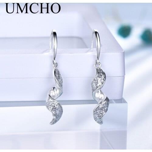 UMCHO Elegant Spiral Sequins 925 Silver Women Drop Earrings for Engagement Anniversary Party Gifts Earings Fine Jewelry