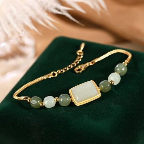 Natural hetian green jade bracelet handmade with 925 sterling silver bracelets for women bangles 925 bracelets for women