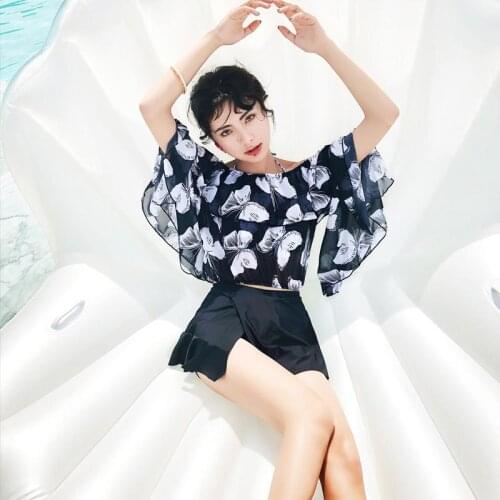 Women Stripe Print Swimwear Tankini Set Swimdress Beachwear Swimsuit swimming suit for women cover up three pieces