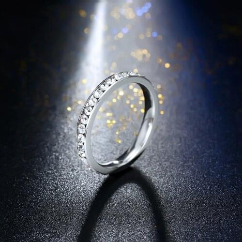 Single Row Crystals Ring For Women Luxury Charm Silver-Plated Love Ring Engagement Stainless Steel Ring Jewelry A Direct Sale