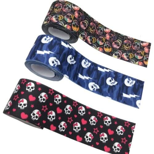 1 Meter 2.5CM 3.8CM Halloween Ghost Head Print Elastic Straps DIY Garment Waist Band Belt Sewing Accessories